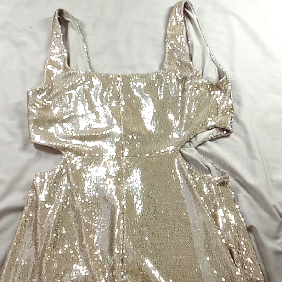 HALSTON Dress 12 Women Silver Sequence Metallic Cocktail Party Holiday NEW yy - Picture 4 of 12